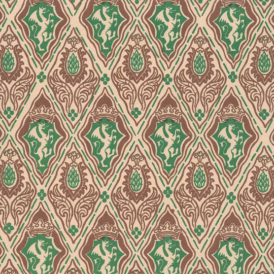 Green and Brown Renaissance Griffin Print Italian Paper ~ Carta Varese Italy